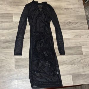 -CIBR -size small black -sheer dress - long sleve -long dress